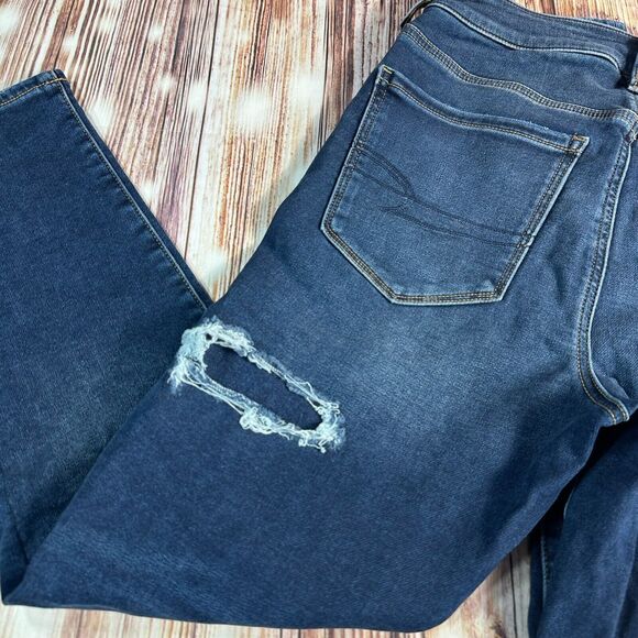 American Eagle HI RISE JEGGING Size 8 X Short Distressed Jeans Denim Pants 28x24 - Picture 5 of 14